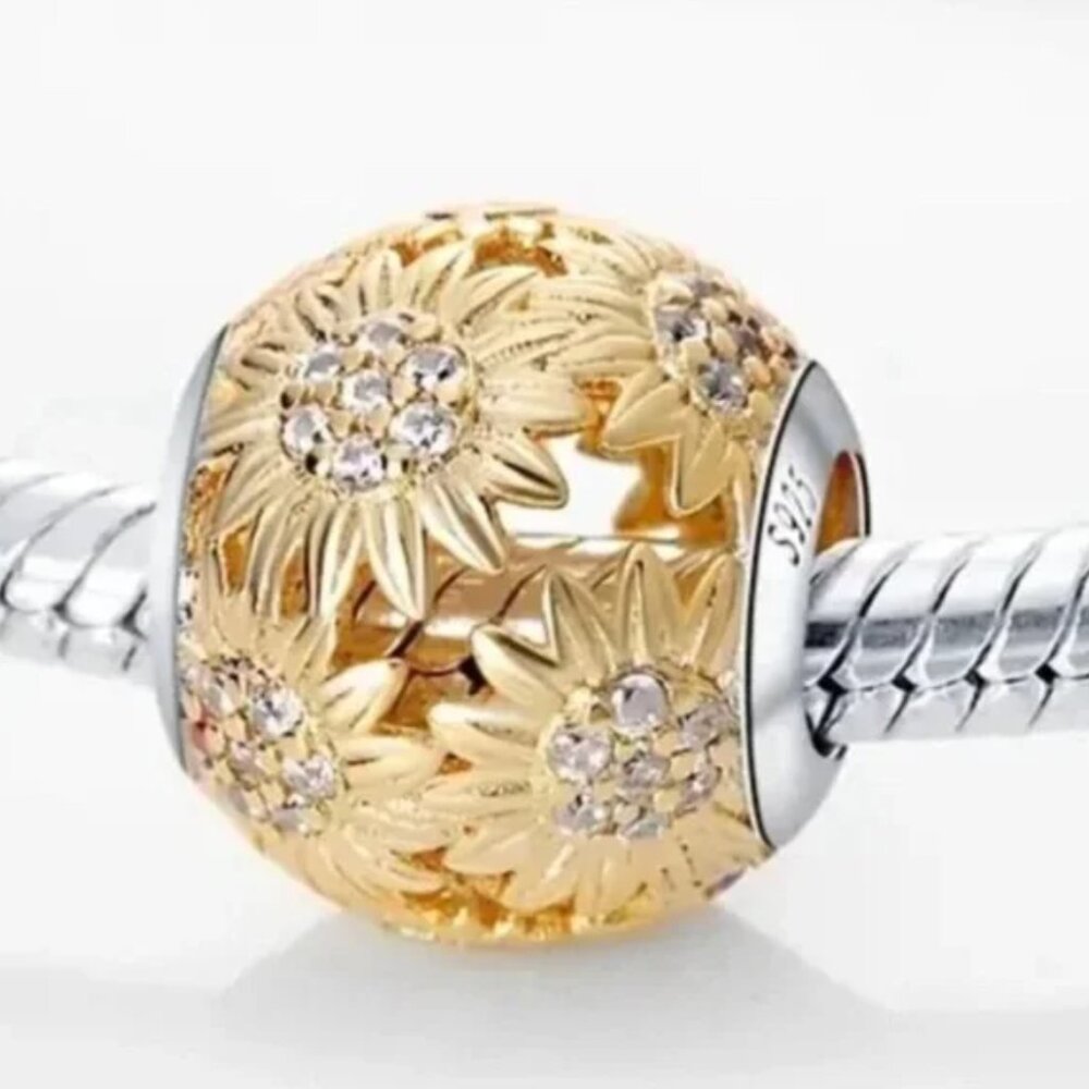 Sunflower Sterling Silver compatible with Pandora